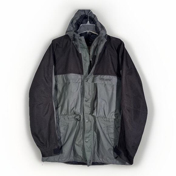 Stearns Dry Wear Rain Jacket L Men’s Zip Up Snap Canvas Nylon Fishing - Picture 1 of 6